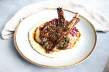 Load image into Gallery viewer, Lamb Chop Adobo w/ Creamy Polenta &amp; Braised Apple and Cabbage
