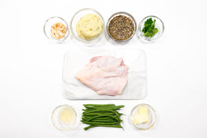 Grilled Chicken, Green Beans Amandine w/ Vegetable Medallion